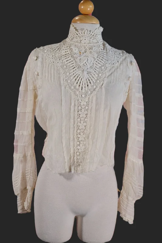 Antique Edwardian/Victorian Lace & Net Blouse, Study Prop DisplayPocket Shirts