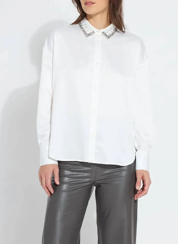 Bejeweled Collar Blouse In Off WhiteCamping Shirts