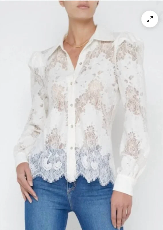 Jenica Floral Lace Blouse In WhiteGym Shirts