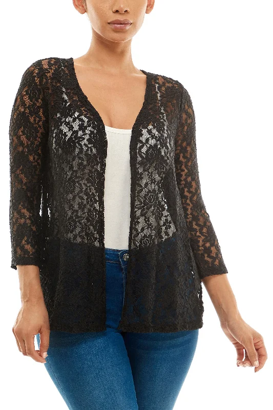 Nina Leonard Open Front 3/4 Sleeve Lace Bolero