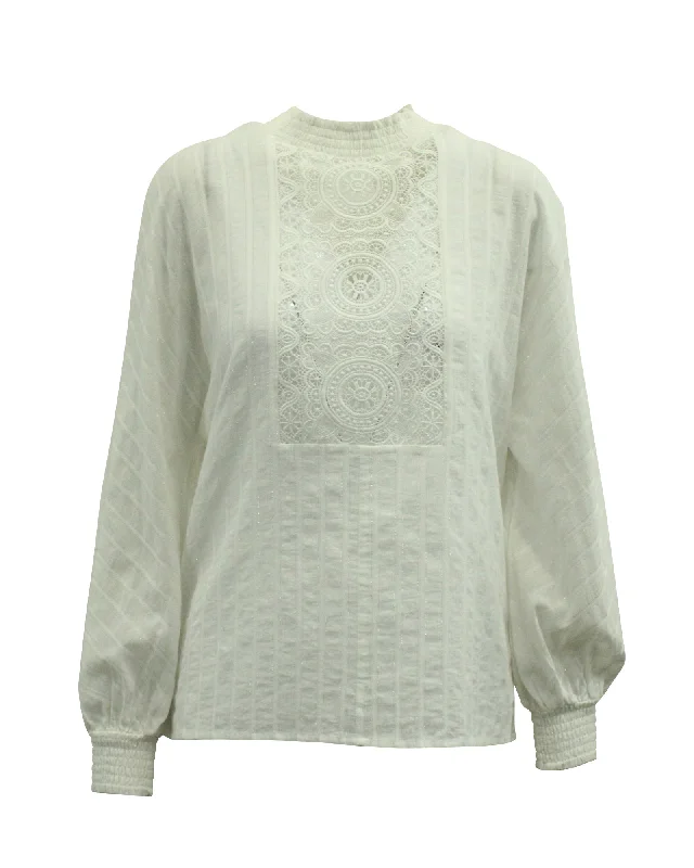 Maje Lace Blouse in White CottonAsymmetrical Shirts