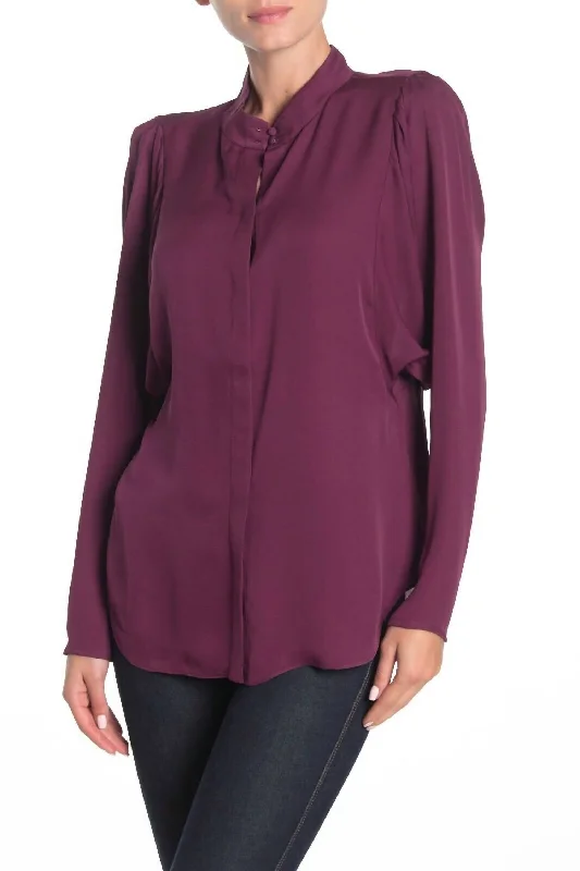 Rashelda Silk Plum Dolman Sleeve Blouse In PurpleRetro Shirts