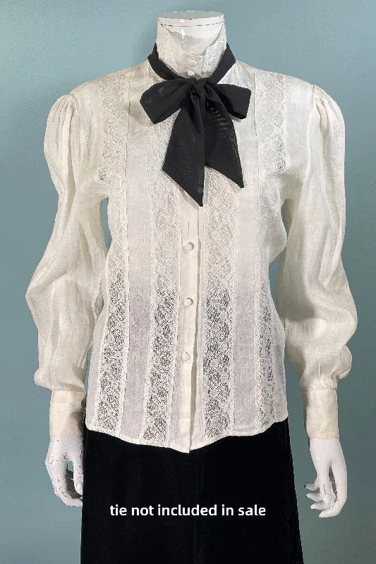 Ramsay of Ireland, Vintage White Irish Linen/Lace Victorian Style Blouse SZ 10Zippered Shirts