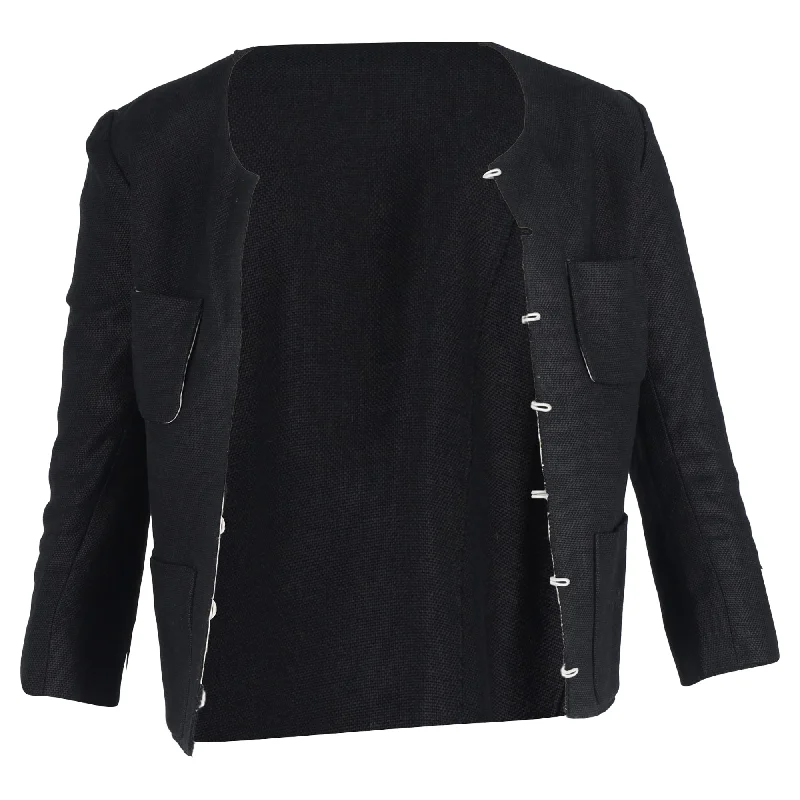 Roland Mouret 3/4 Sleeve Jacket in Black Linen